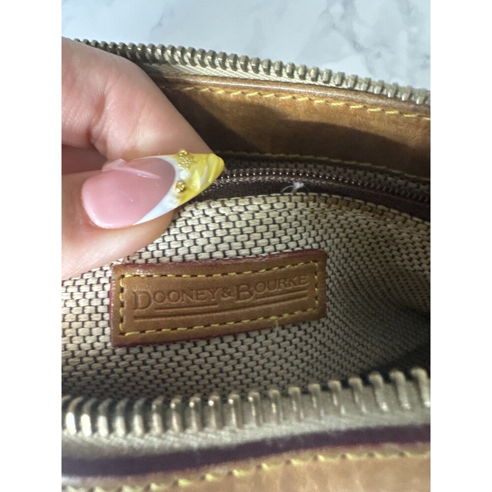 Dooney & Bourke Blue/Tan Logo Shoulder Bag Zip Top Silver Hardware Lined Charm - Picture 6 of 7